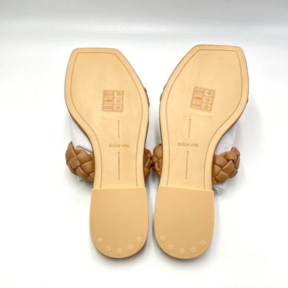 Dolce‎ Vita Size 6 Vegan Leather Beige Tan Nude Braided Woven Flat Sandals Shoes - Picture 9 of 13